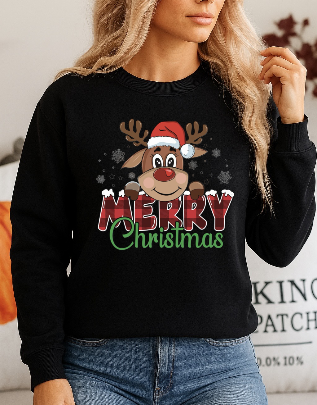 Bluza neagra din bumbac 100% Merry christmas
