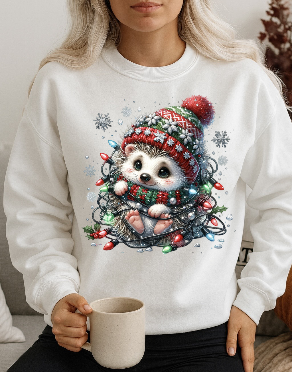 Bluza alba din bumbac 100% Cute Christmas