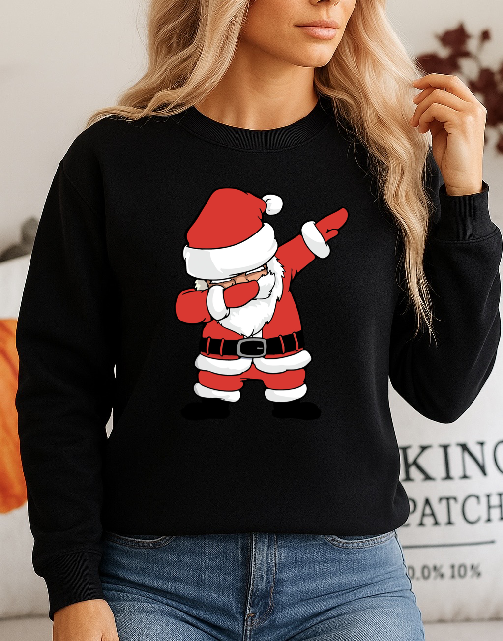 Bluza Neagra din bumbac 100% Mos Craciun