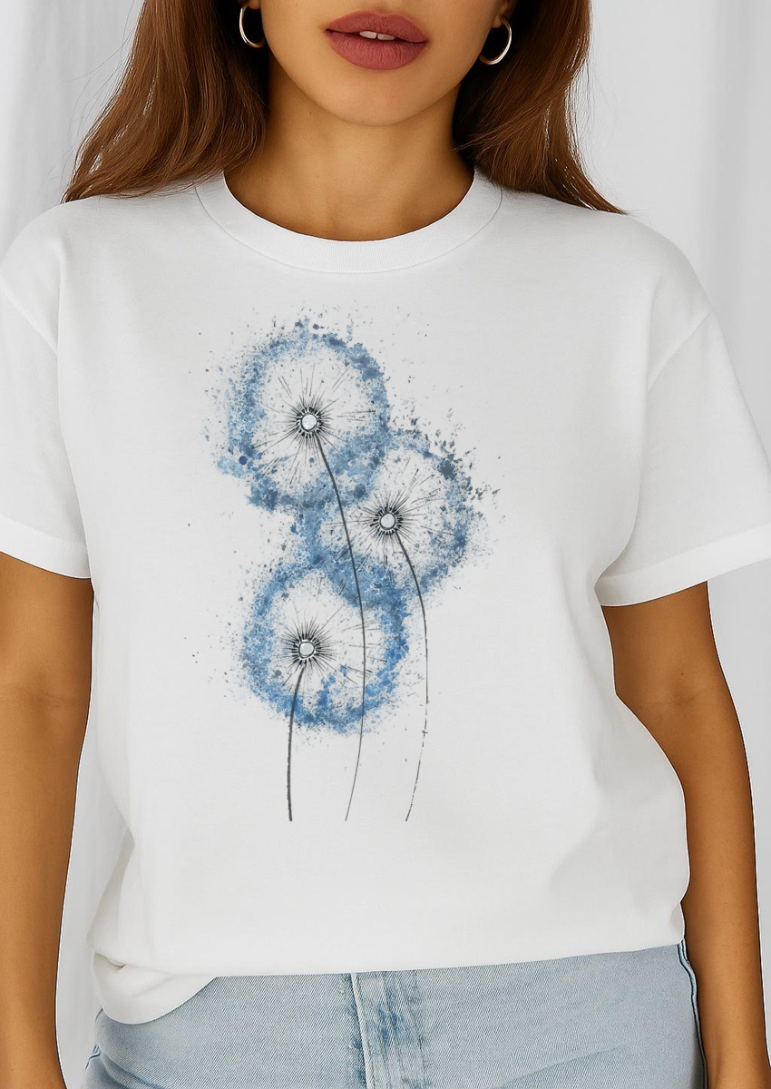Tricou dama din bumbac 100% 3 Blue Butterflies