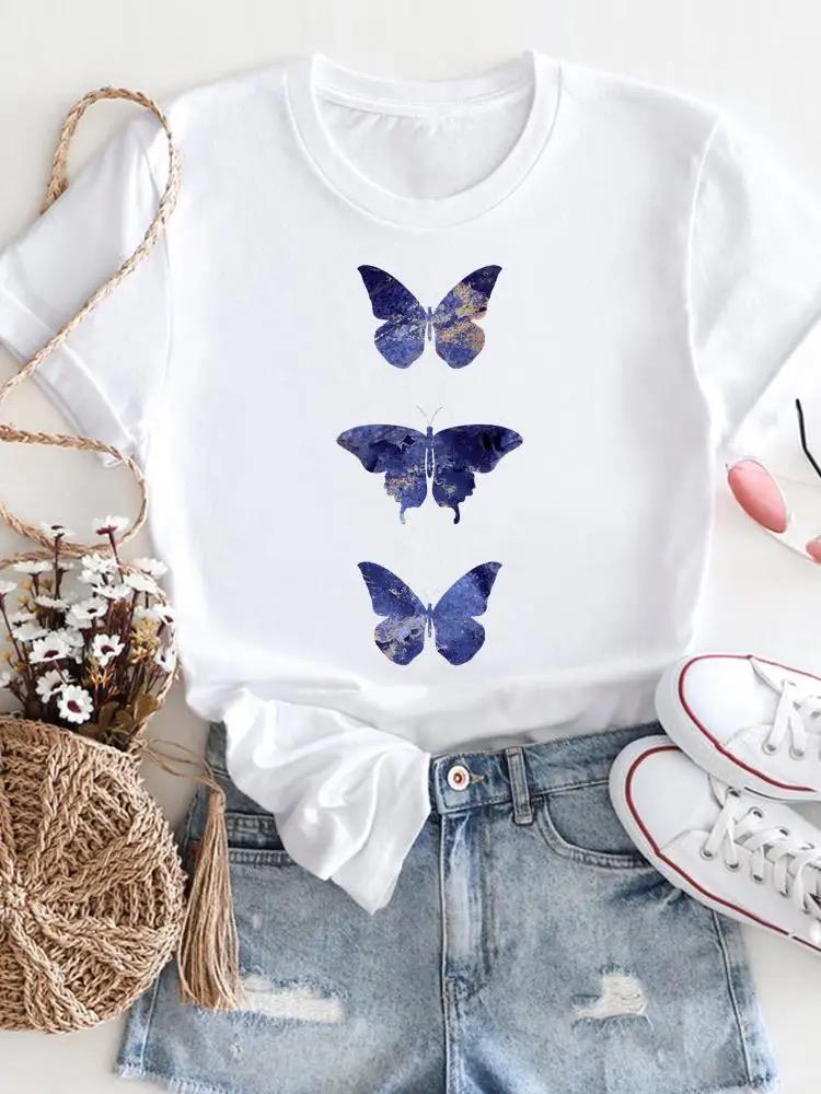 Tricou dama din bumbac 100% 3 blue Butterflies