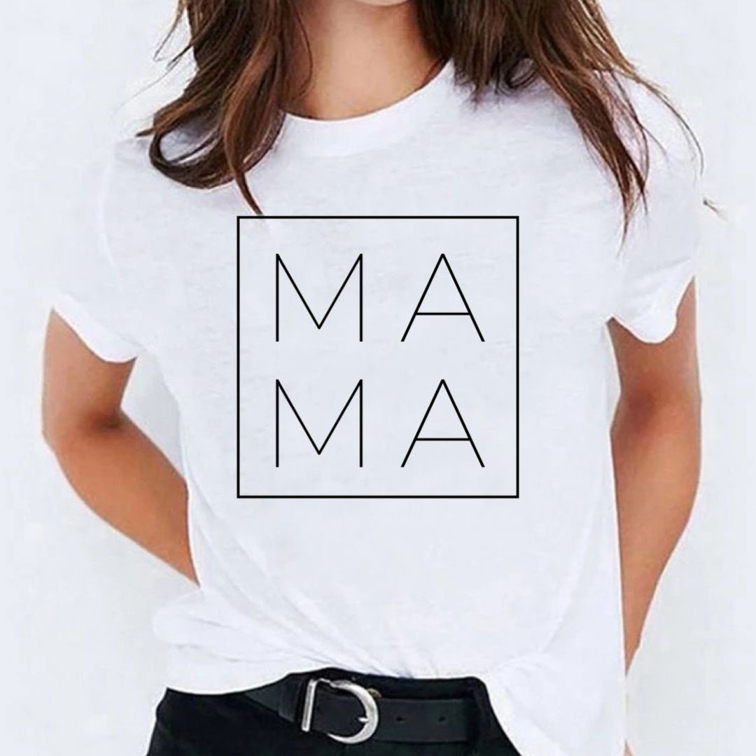 Tricou dama din bumbac 100% Mama White