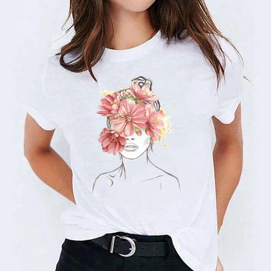 Tricou Pink Flowers on Head