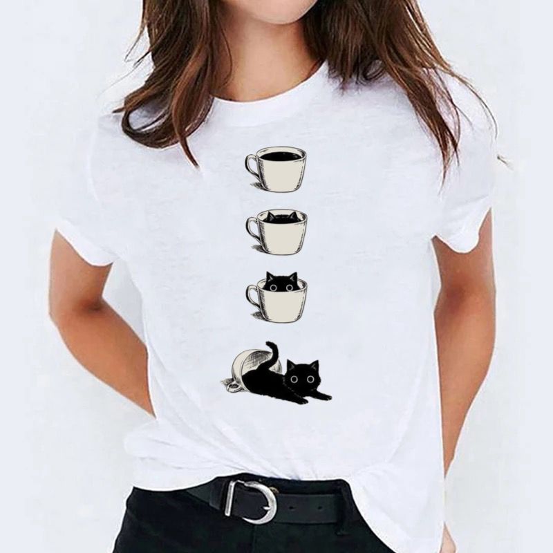Tricou dama din bumbac 100% Coffee Cat