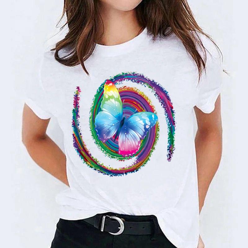 Tricou dama din bumbac 100% RAINBOW BUTTERFLY