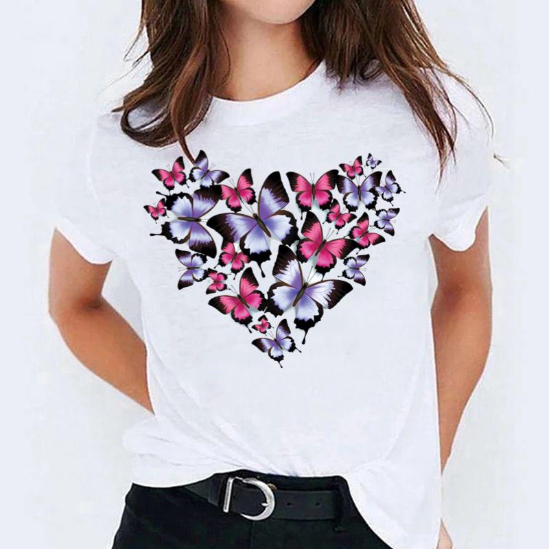 Tricou dama din bumbac 100% Mov Heart Butterfly