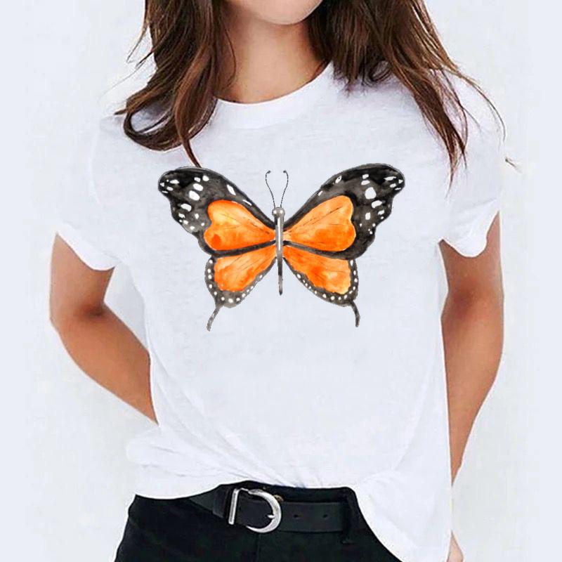 Tricou dama din bumbac 100% Yellow New Butterfly