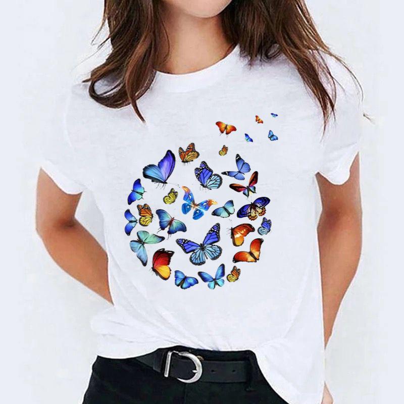 Tricou dama din bumbac 100% Cerc Fluturi
