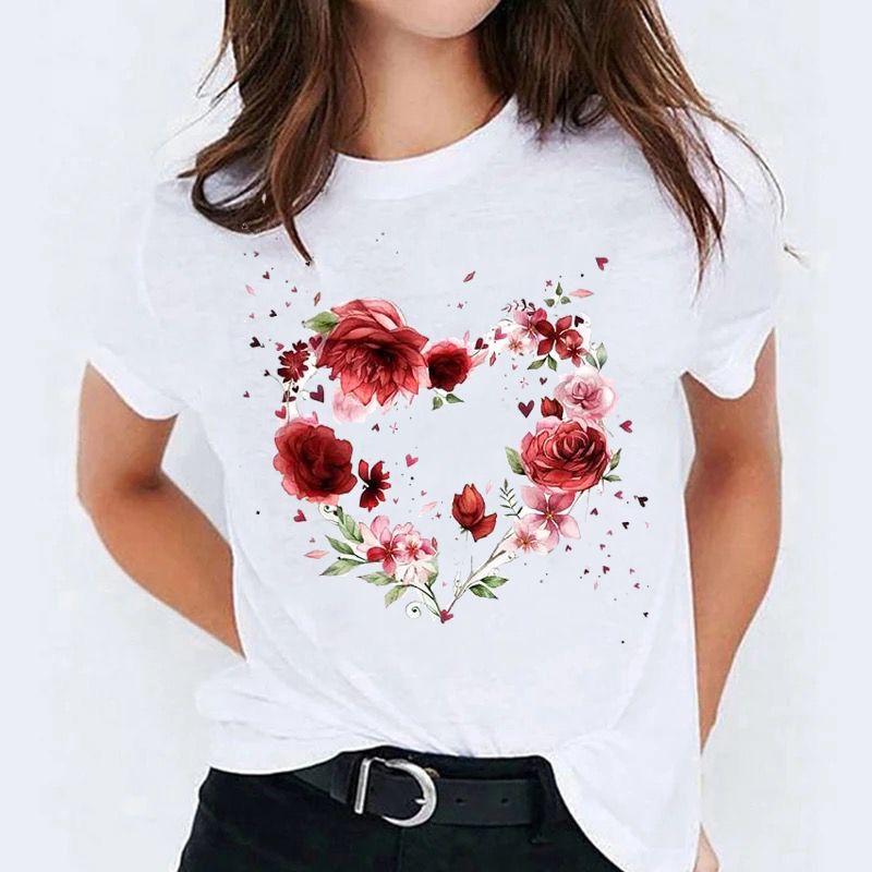Tricou dama din bumbac 100% Flower Heart