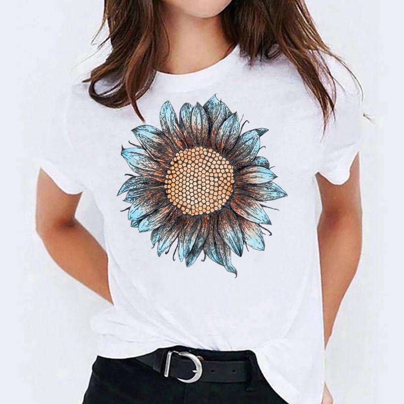 Tricou dama din bumbac 100% Blue Flower