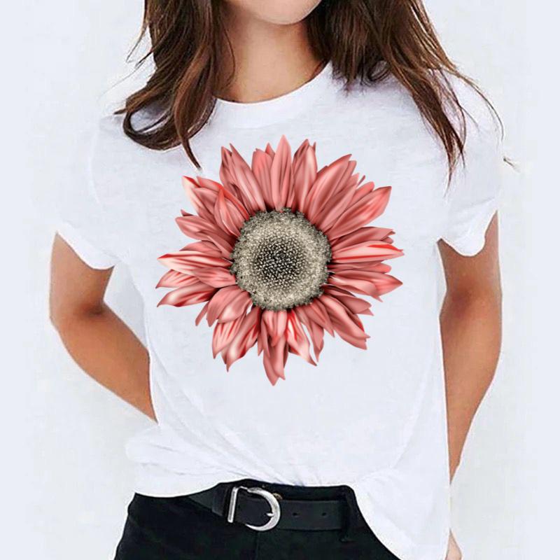 Tricou dama din bumbac 100% Flower On White