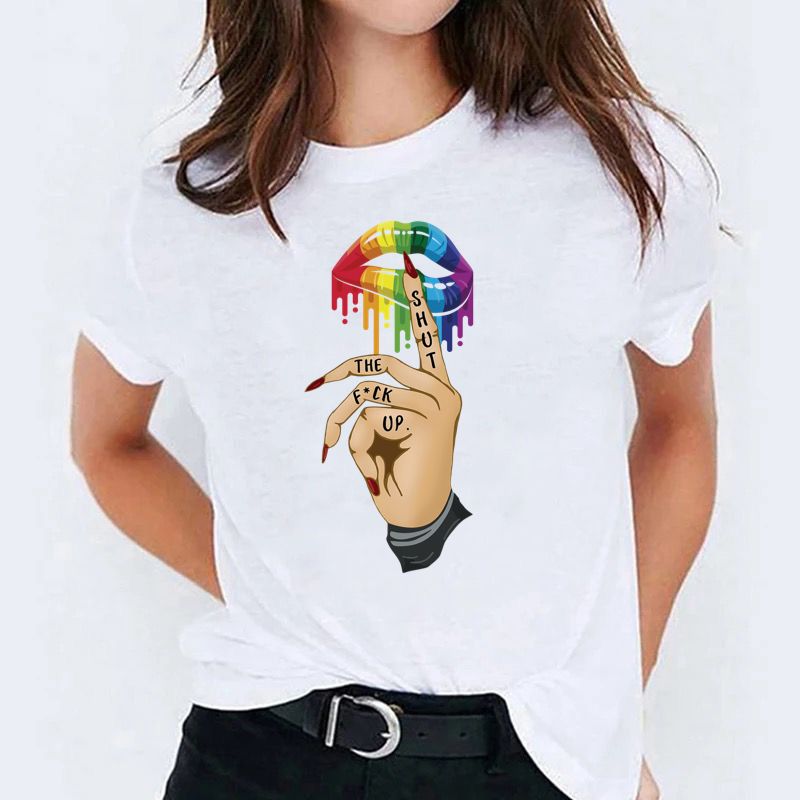 Tricou dama din bumbac 100% Lips multicolor