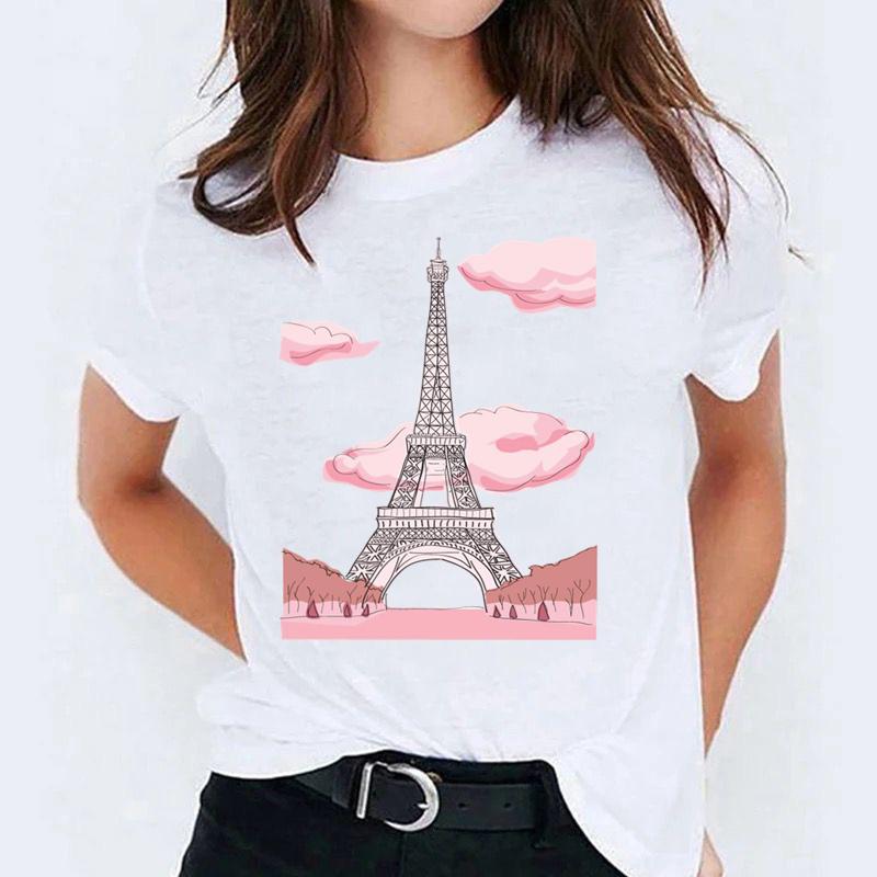 Tricou dama din bumbac 100% Paris Pink