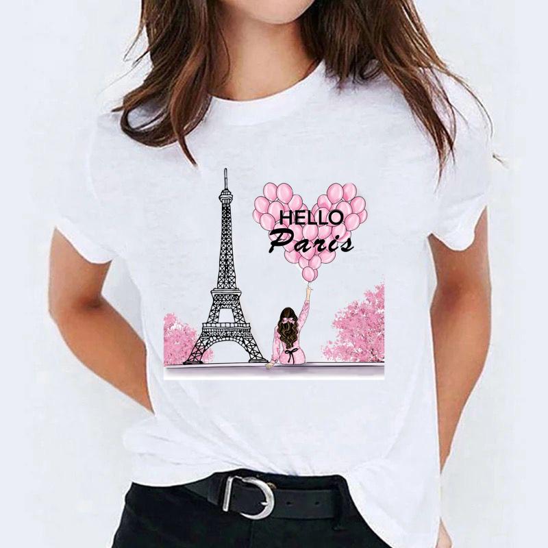 Tricou dama din bumbac 100% Hello Paris