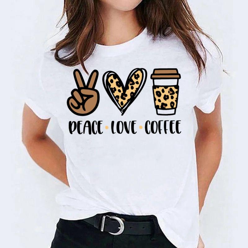 Tricou dama din bumbac 100% Peace Love Coffee 2