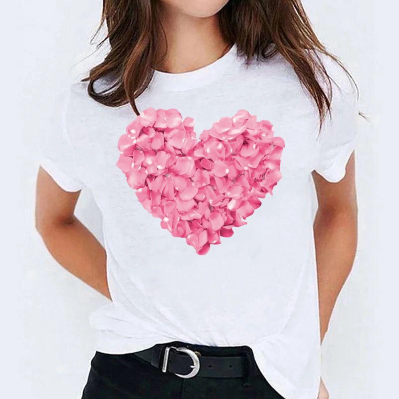 Tricou dama din bumbac 100% roz heart