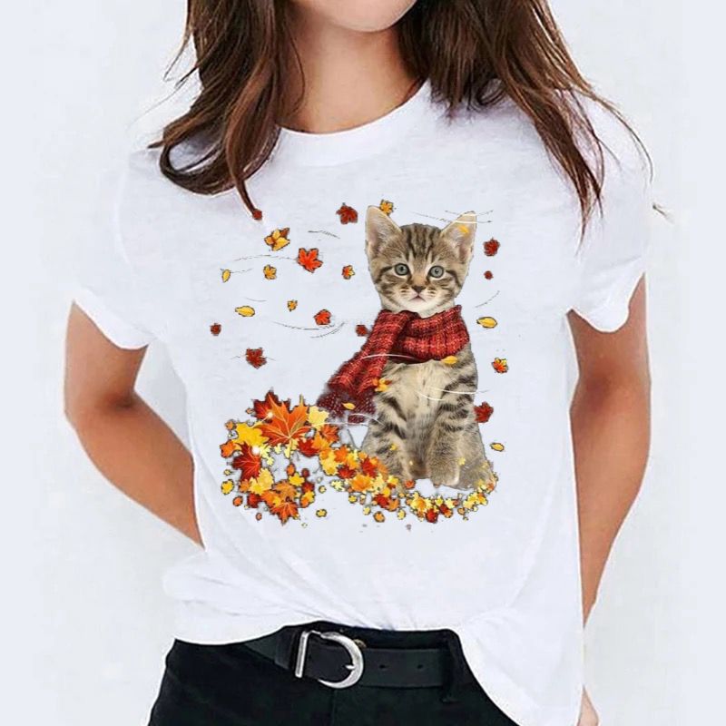 Tricou Dama Cat Autumn – Bumbac 100%