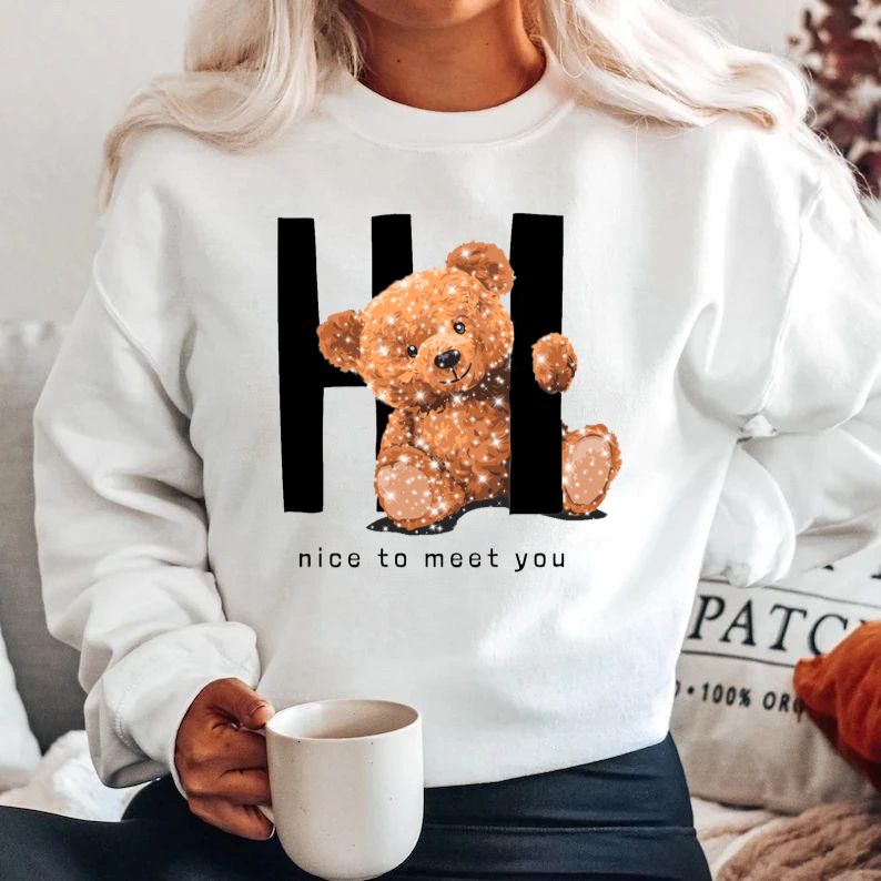 Bluza din bumbac 100% Nice to meet you
