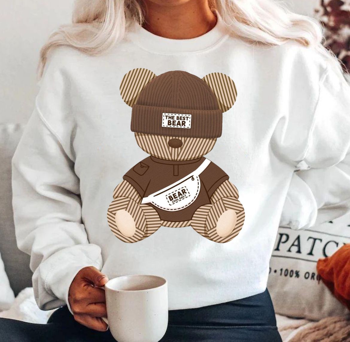 Bluza alba din bumbac 100% bear 2