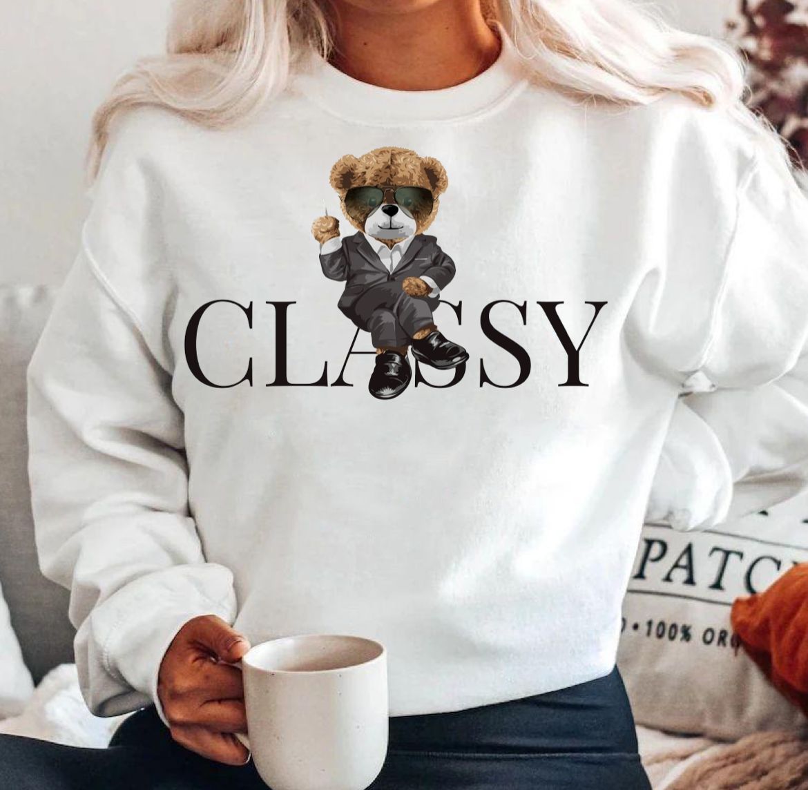 Bluza alba din bumbac 100% Classy