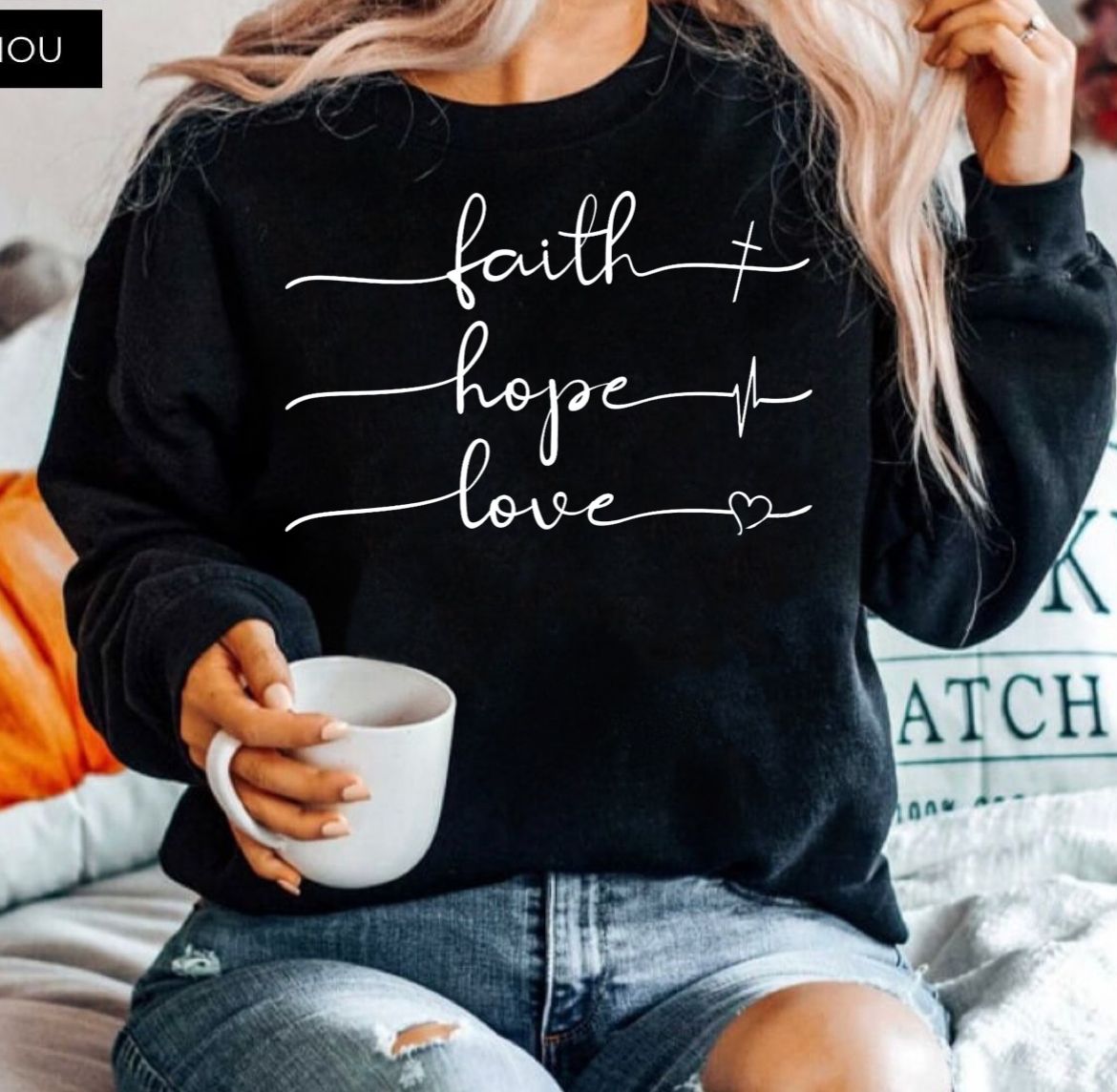 Bluza neagra din bumbac 100% Neagra Faith