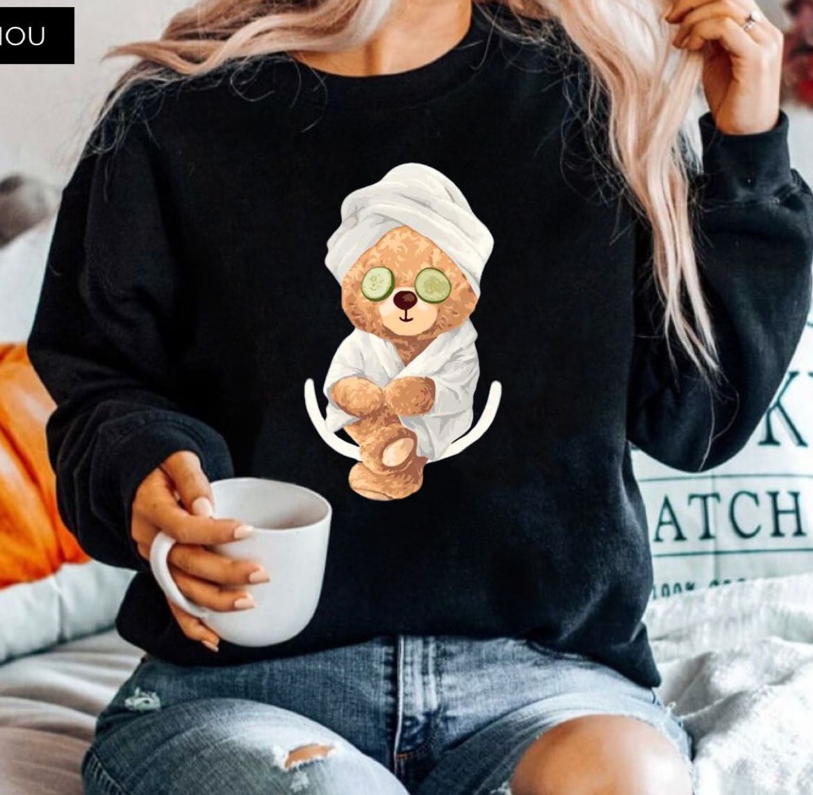 Bluza neagra din bumbac 100% Neagra Relax