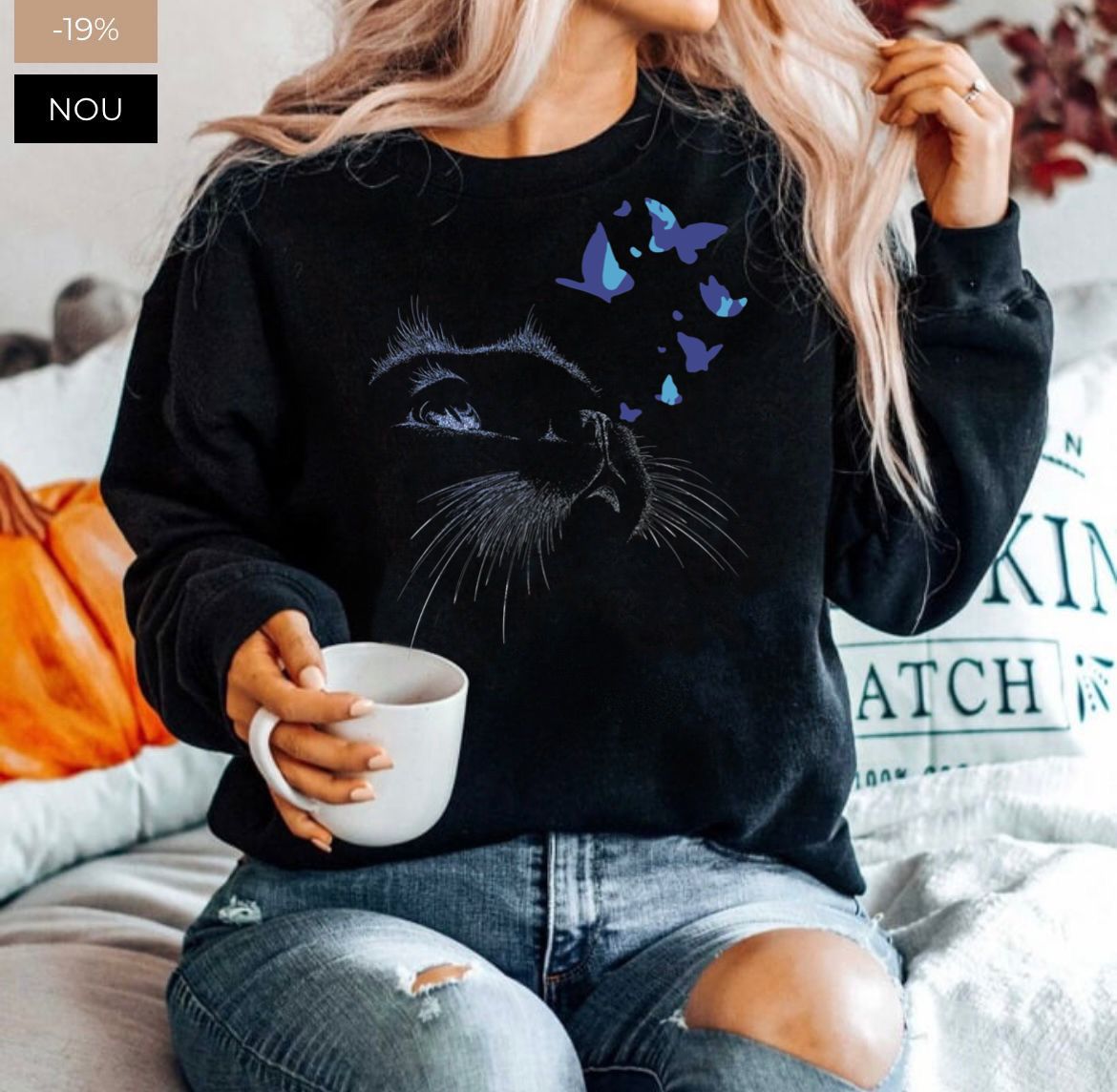 Bluza neagra din bumbac 100% Neagra Cute