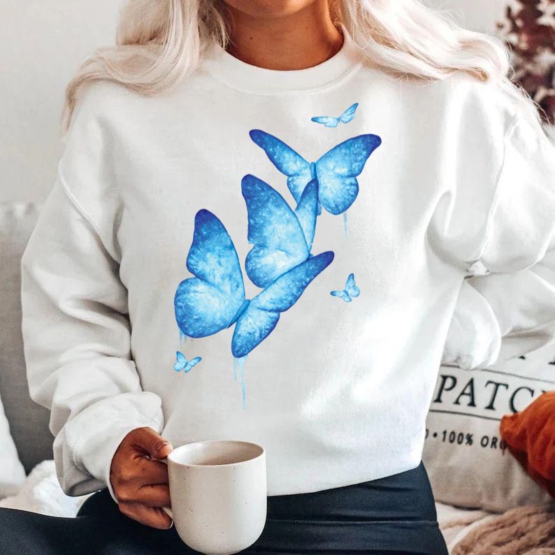 Bluza din bumbac 100% 3 blue butterflies