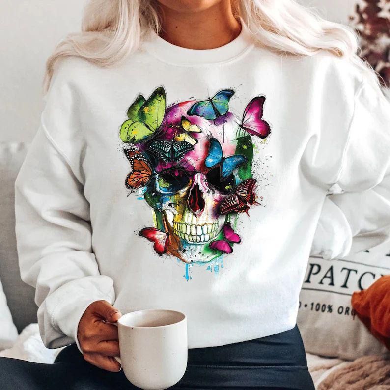 Bluza din bumbac 100% Fluturi craniu
