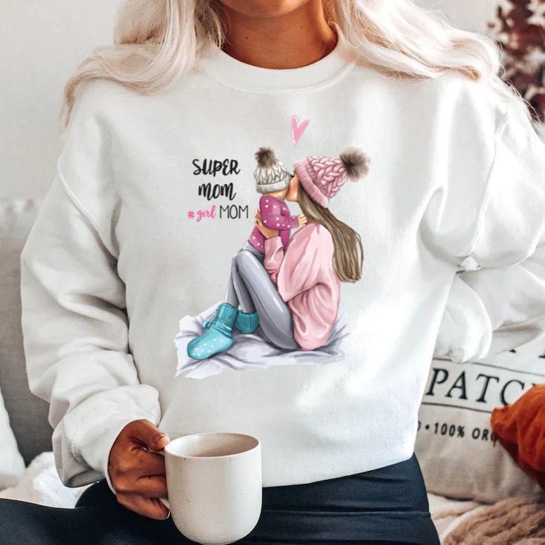 Bluza din bumbac 100% Super mom pink