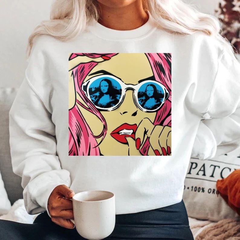 Bluza alba din bumbac 100% Ochelari