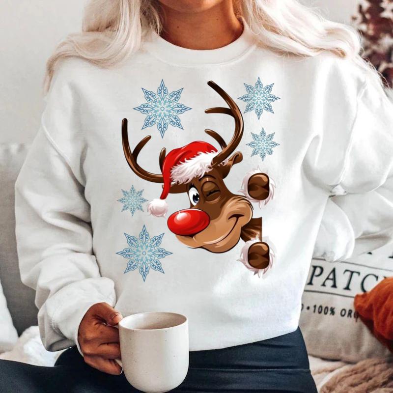 Bluza alba din bumbac 100% Cute ren 4