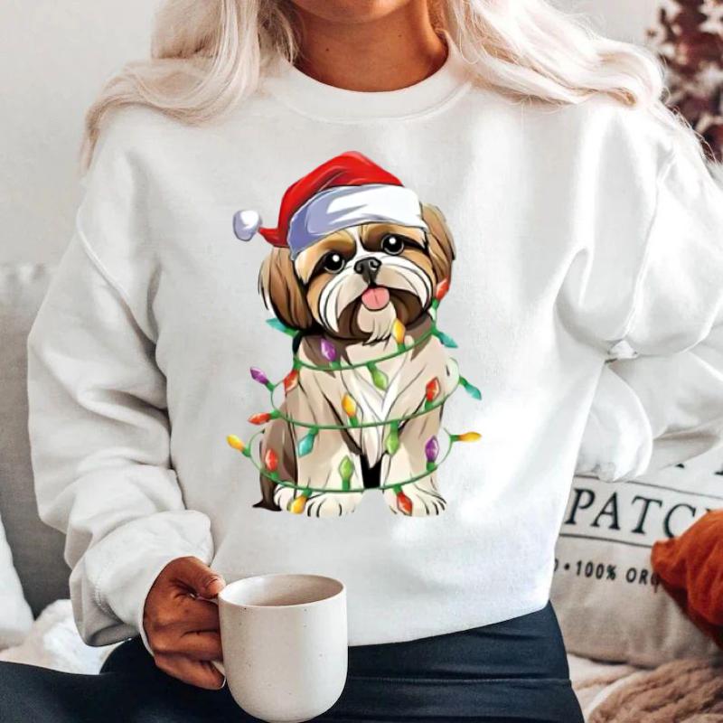 Bluza alba din bumbac 100% Dog Christmas
