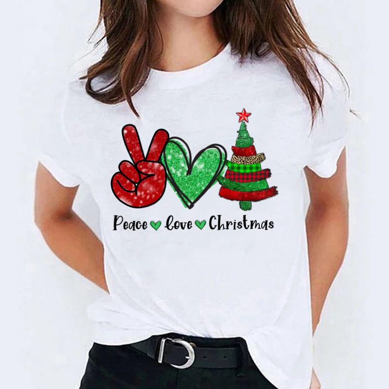Tricou dama din bumbac 100% Peace Christmas