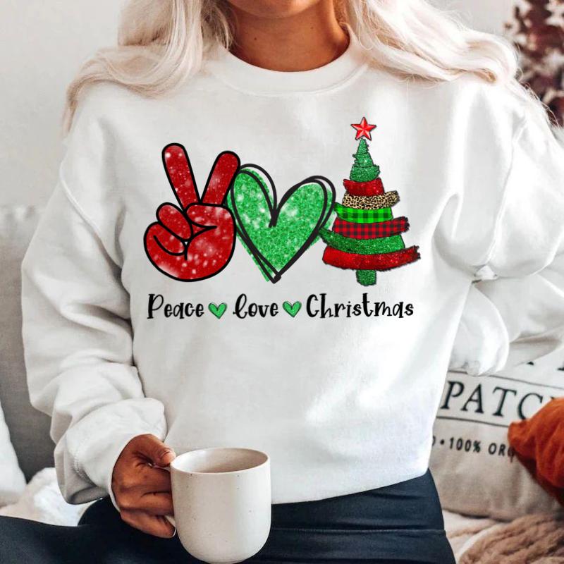 Bluza alba din bumbac 100% Peace Christmas