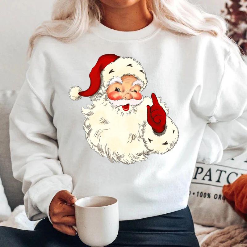 Bluza alba din bumbac 100% Mos Craciun 4