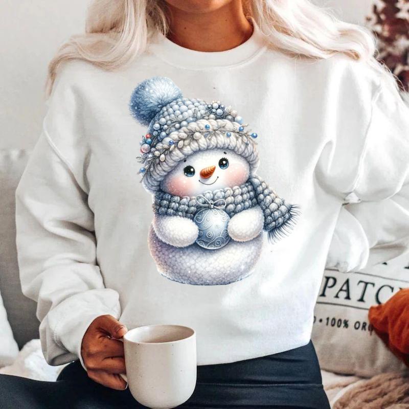 Bluza alba din bumbac 100% Om de zapada