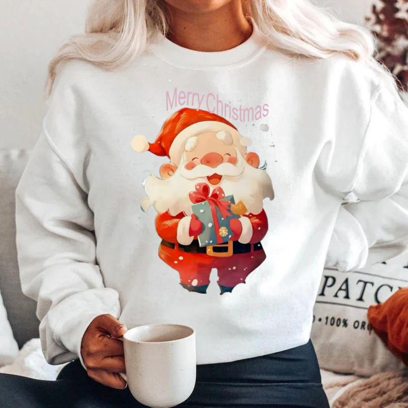 Bluza alba din bumbac 100% Merry Christmas Gift