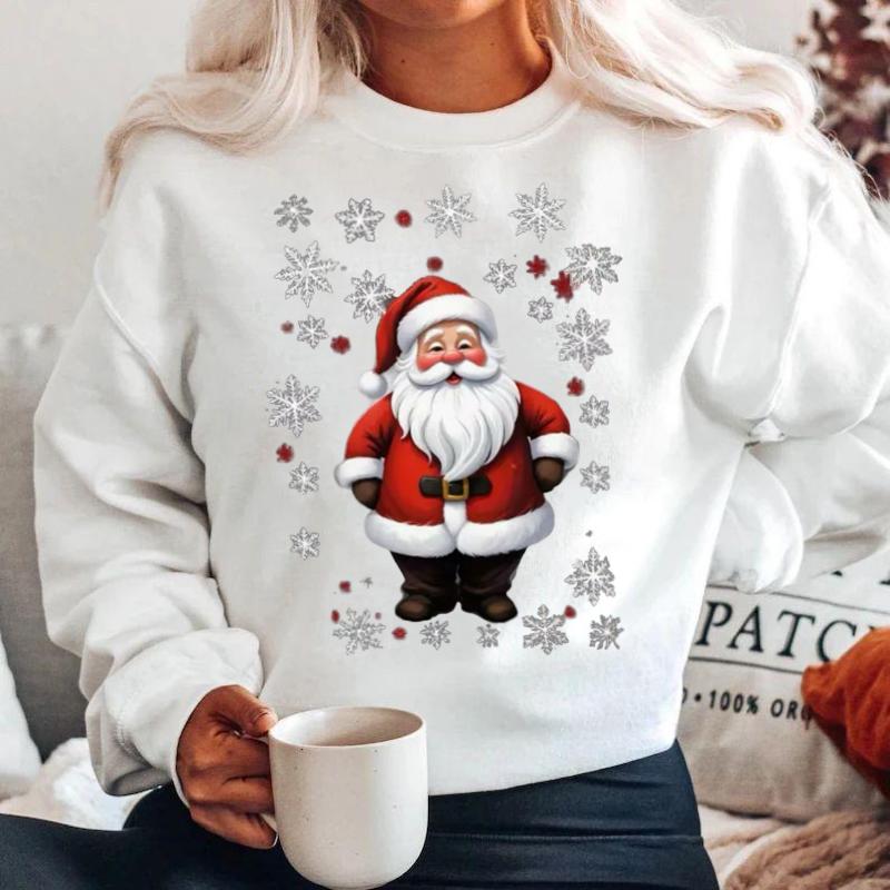 Bluza alba din bumbac 100% Mos Craciun Red