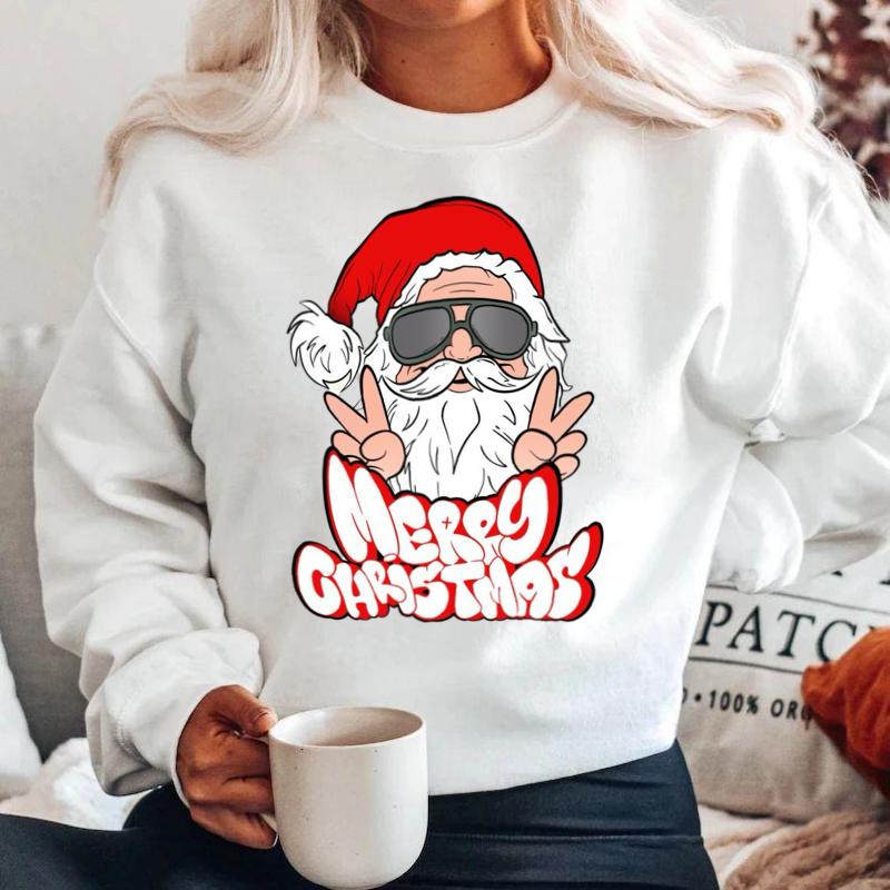 Bluza alba din bumbac 100% Merry Christmas Swag