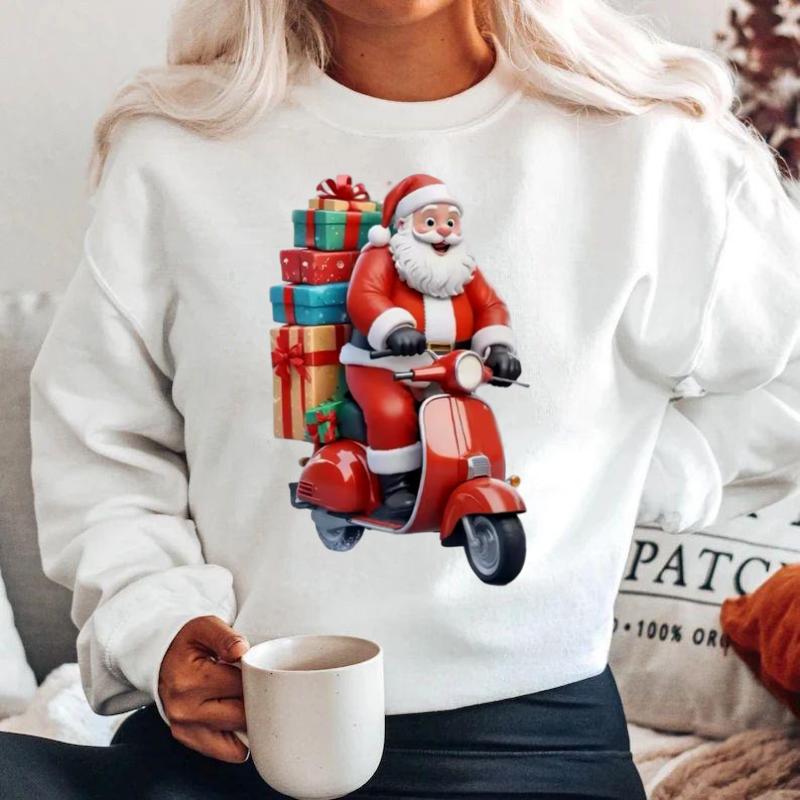 Bluza alba din bumbac 100% Christmas Scooter