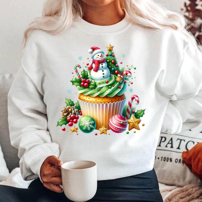 Bluza alba din bumbac 100% Cookie Christmas