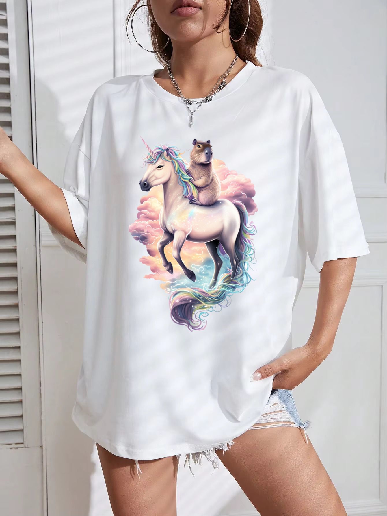 Tricou Oversize din bumbac 100% Horse