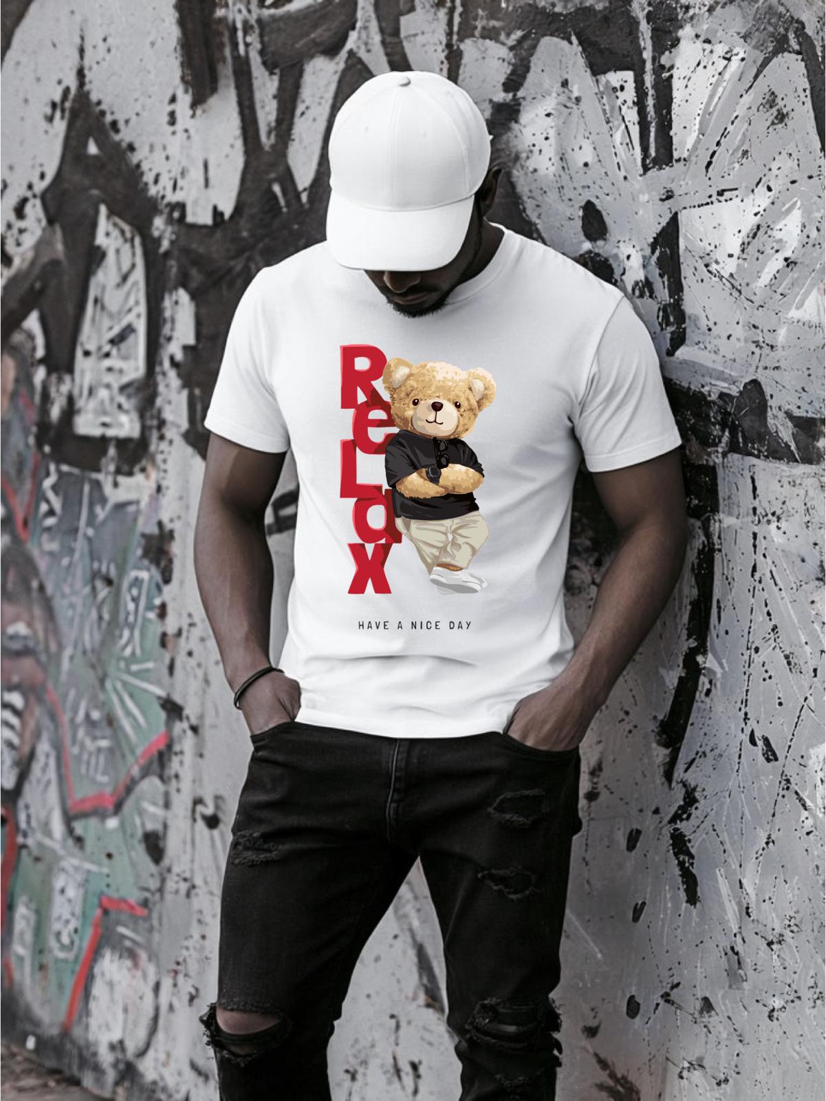 Tricou alb din bumbac 100% Relax Red 2