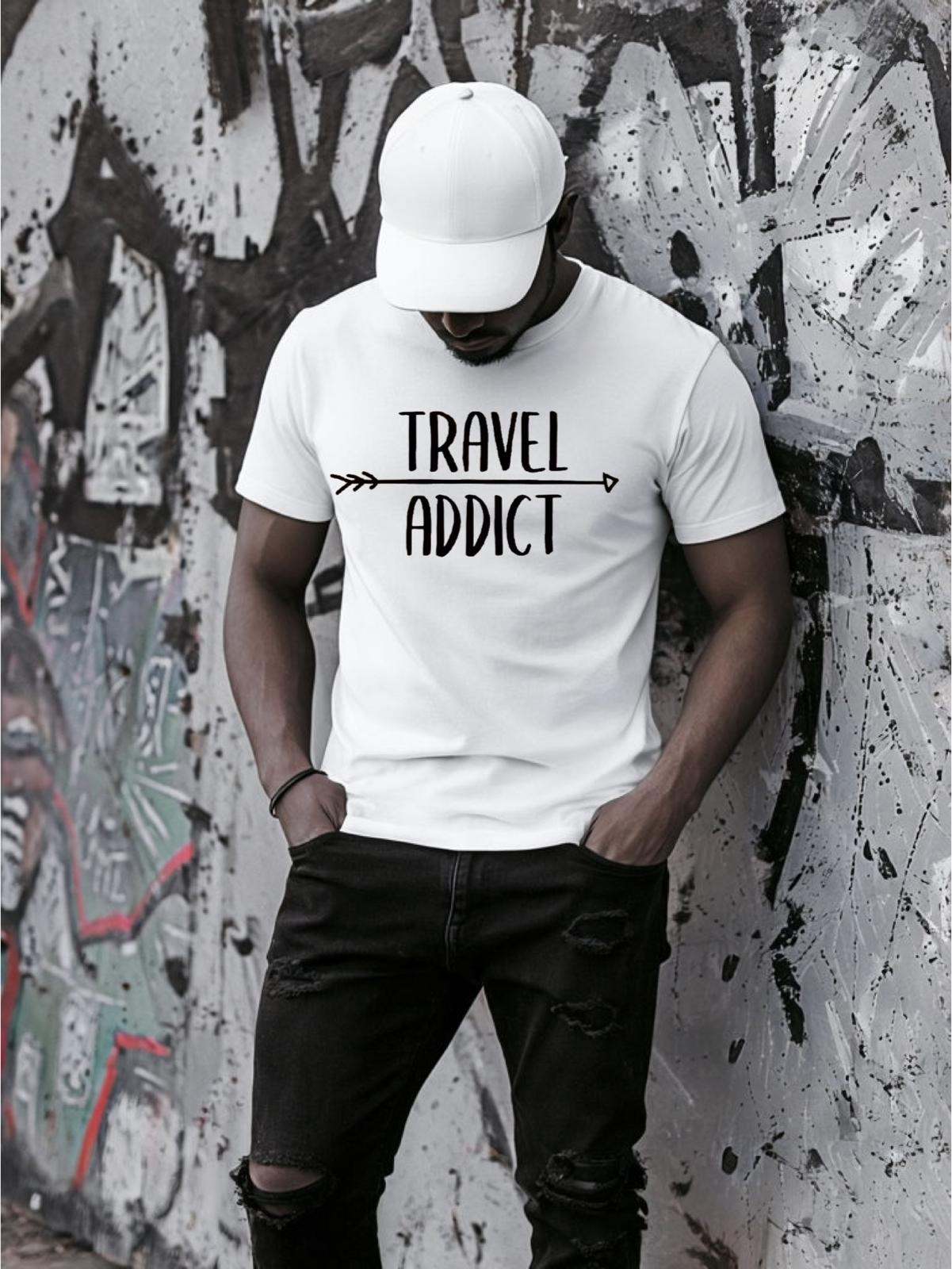 Tricou Alb Barbati Travel – Bumbac 100%