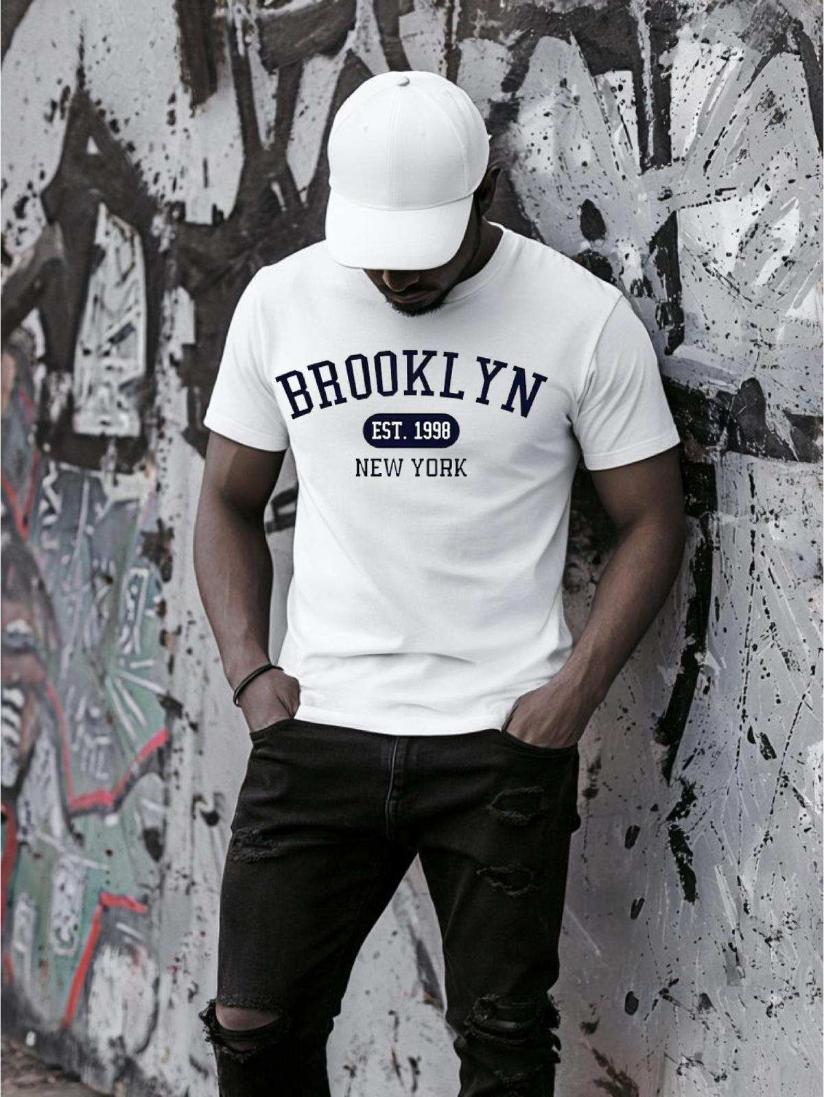 Tricou Alb Barbati Brooklyn – Bumbac 100%