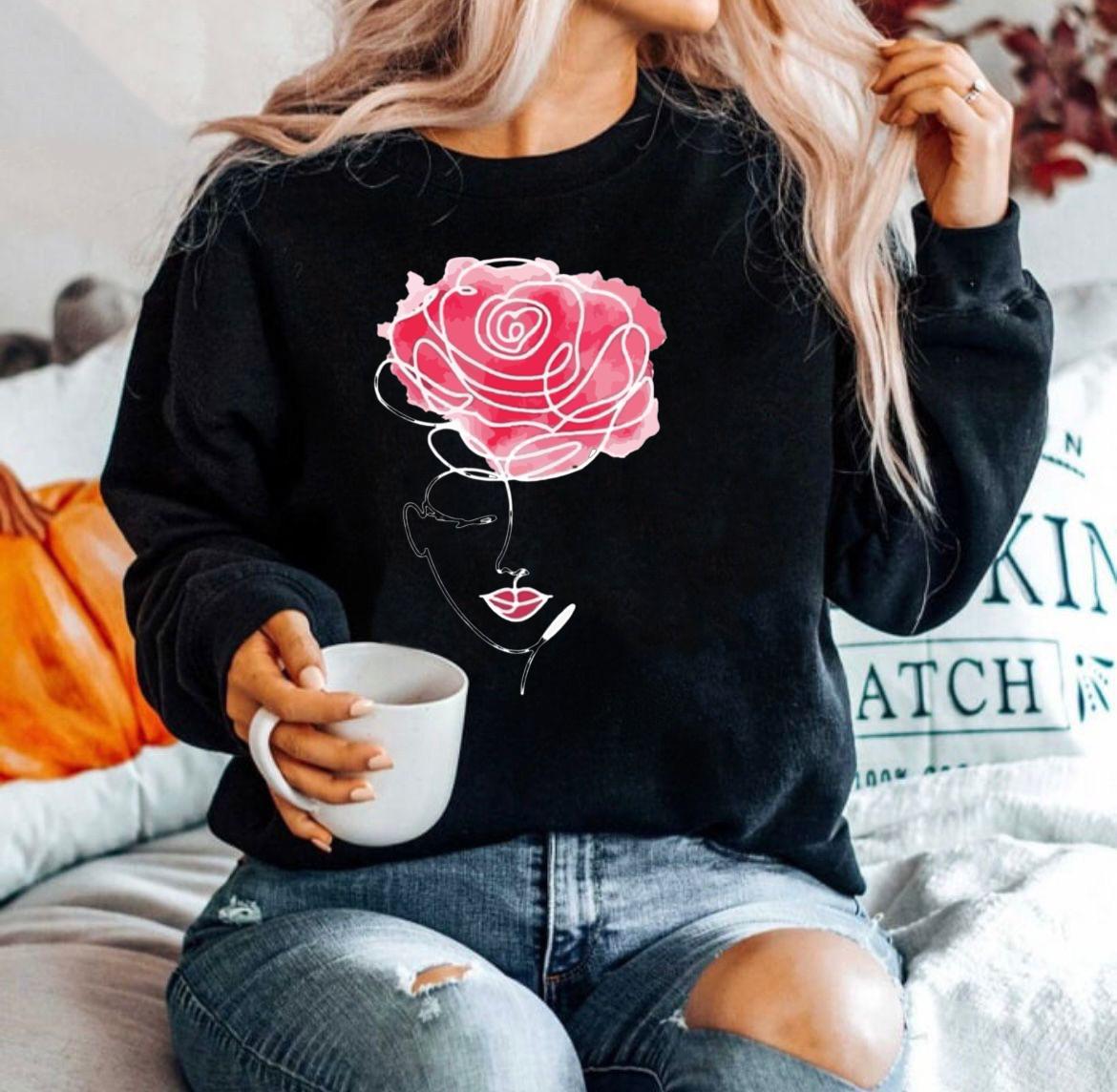 Bluza din bumbac 100% 1 Flower Pink