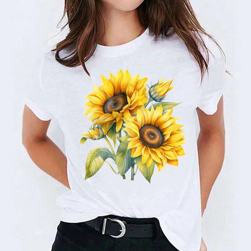 Tricou dama din bumbac 100% Yellow 2 Flowers