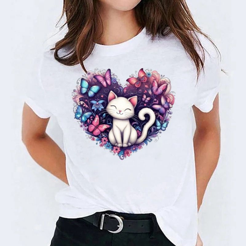 Tricou dama din bumbac 100% Heart Cat