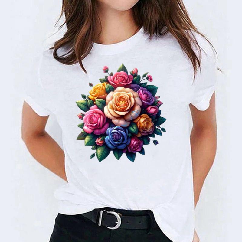 Tricou dama din bumbac 100% Color Flowers